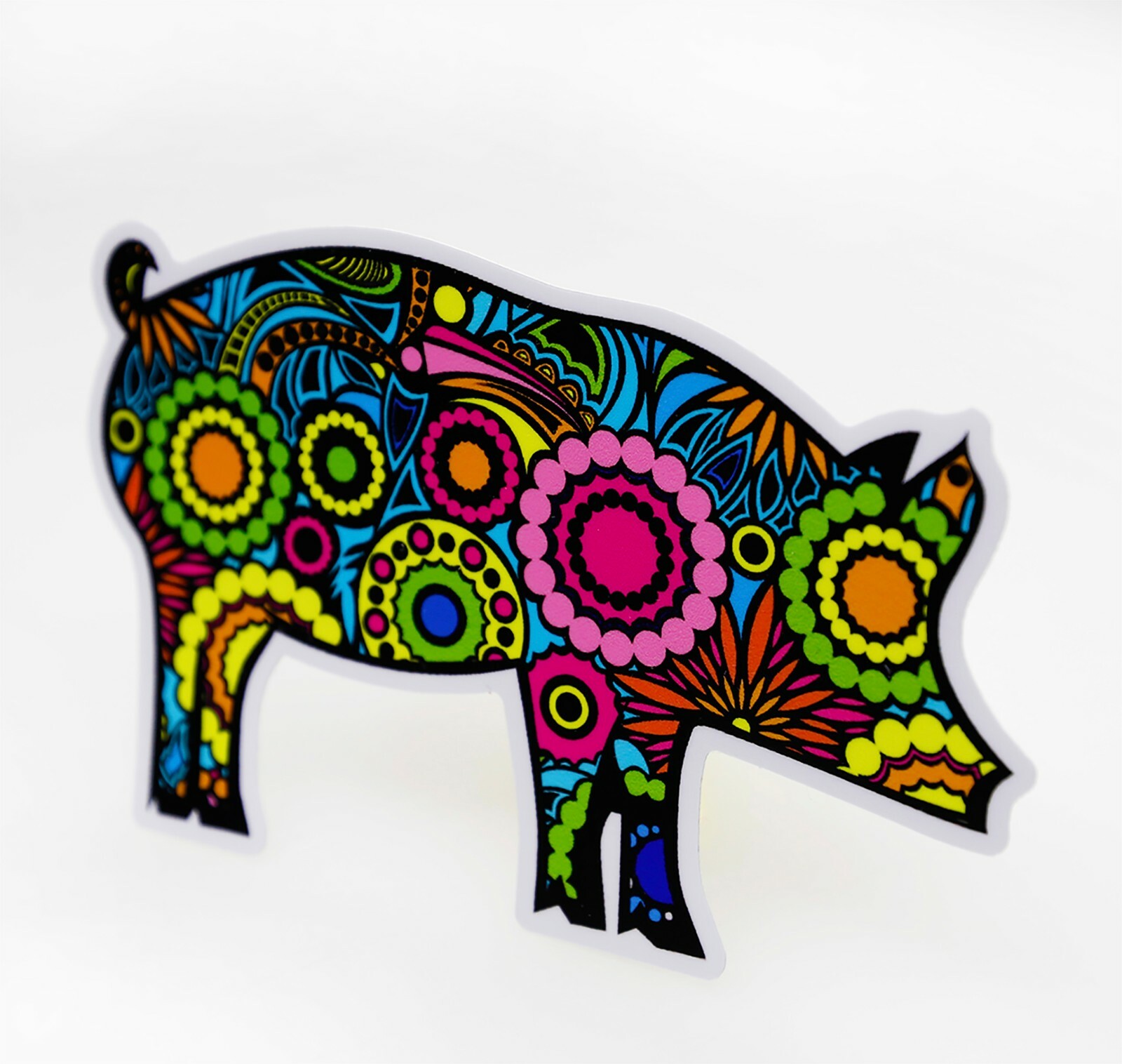 Colorful Pig Sticker Flower Cup Cooler Laptop Car Vehicle Window Bumper Decal