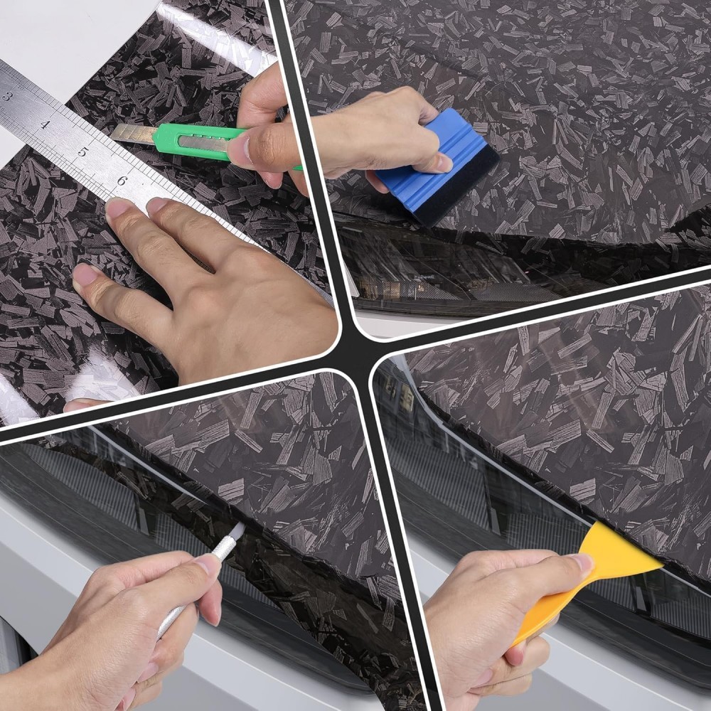 1ft x5ft Gloss Forged Carbon Fiber Vinyl Wrap Roll DIY Air Release Decal Sticker