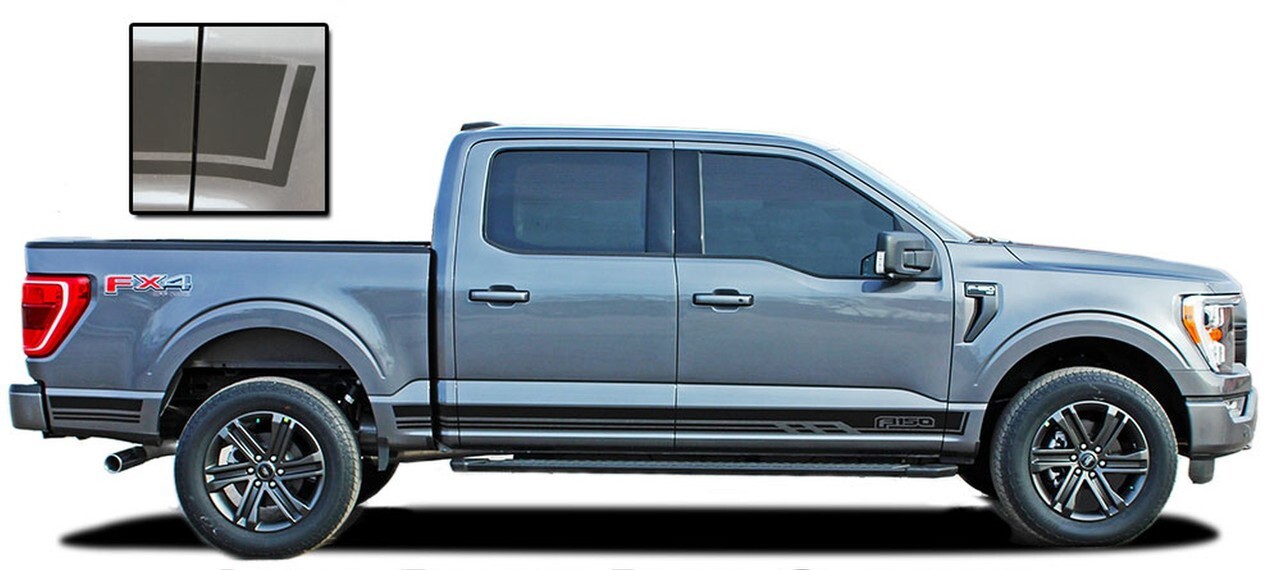 2021-2024 Ford F-150 Stripes Rocker Panel Vinyl Graphics Decals ROCKER THREE