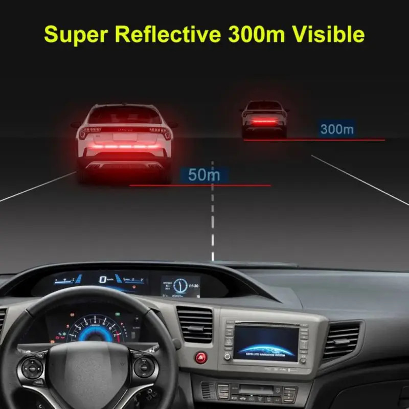 Car Auto Trunk Reflective Warning Sticker Tape Rear Bumper Safety Strip Decal Ne