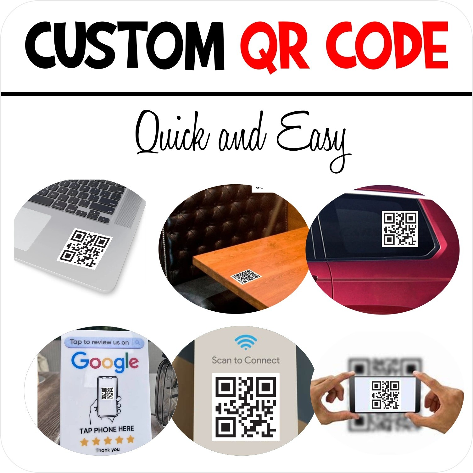 2 Pcs – Custom QR code – white background – LAMINATED