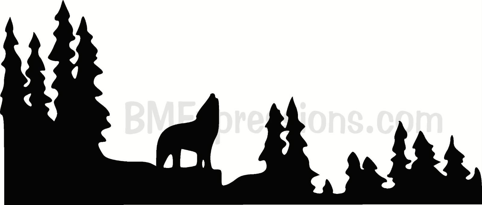 Wolf Howling Landscape Theme Vinyl Decal Your Color Choice Sticker