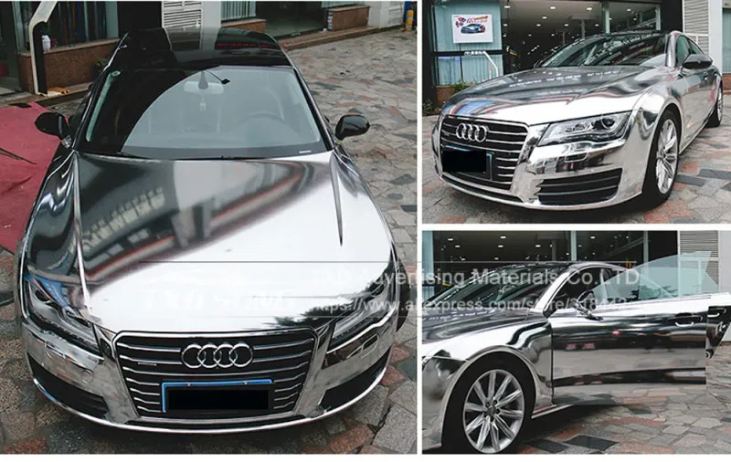 New Silver Mirror Chrome Wrap Film High Stretchable Vinyl Decal 10/20/30x152cm