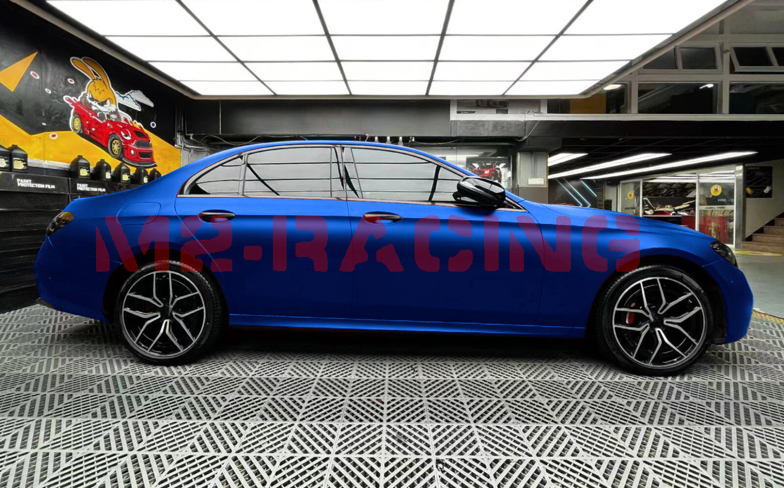 【Satin Chrome】 Dark Blue Matte Car Vinyl Wrap Sticker Air Release Sheet Film