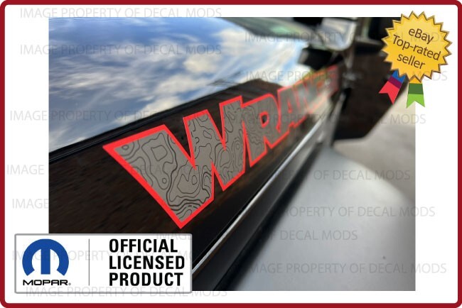 (2x) 07 – 18 Jeep WRANGLER Hood Decals Stickers JK topo map trail gray red FJ3V3