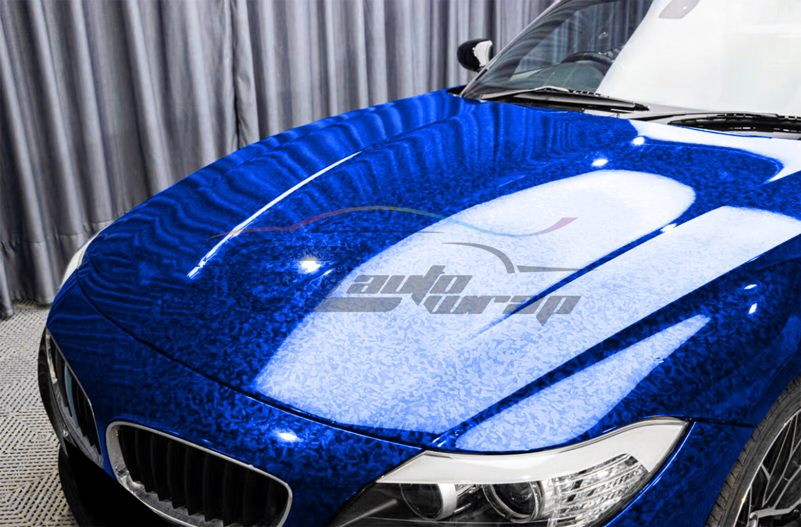 24K Chopped Forged Carbon Fiber Gloss Blue Car Vinyl Wrap Sticker Decal Sheet
