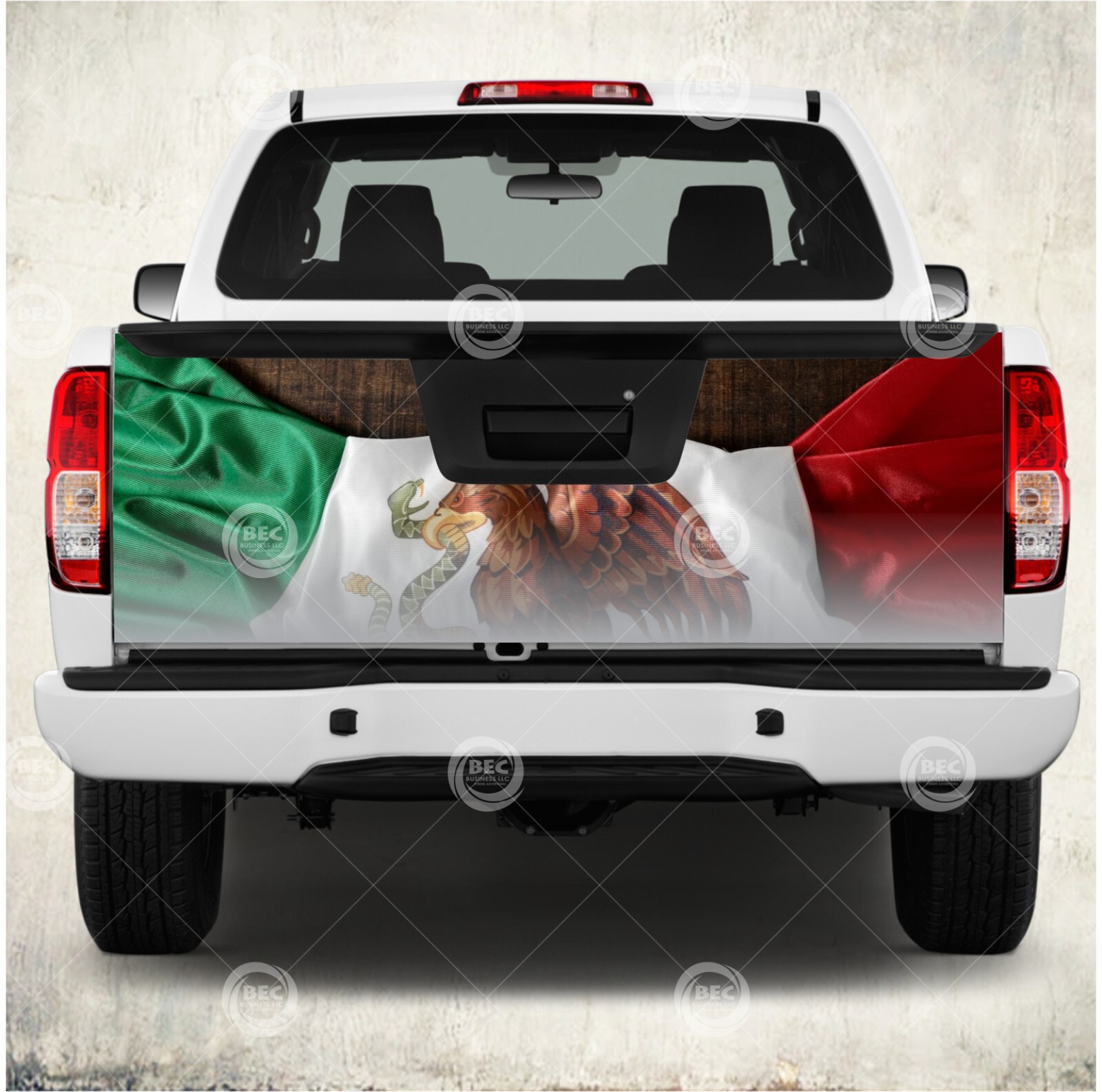 Mexican Flag Tailgate Wrap Vinyl graphic laminated matte or glossy