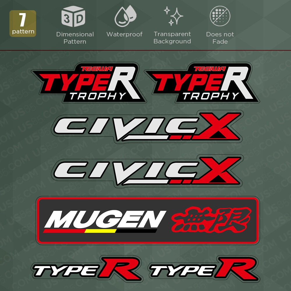 For Honda Civic Type R Mugen Car Sticker 3D Decal Stripe Logo Decoration Sport