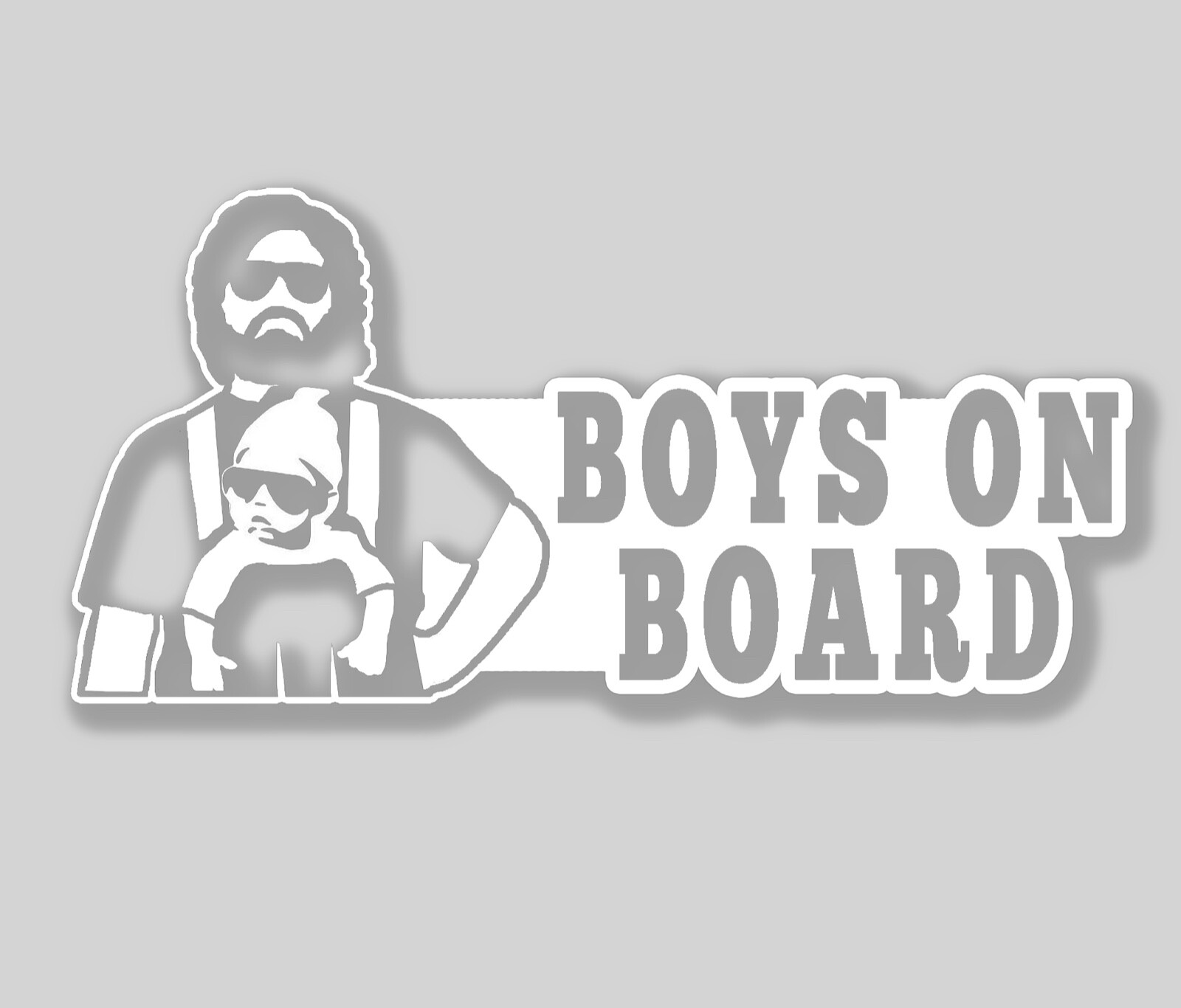 Baby on Board Boys on Board White funny decal Carlos Alan hangover