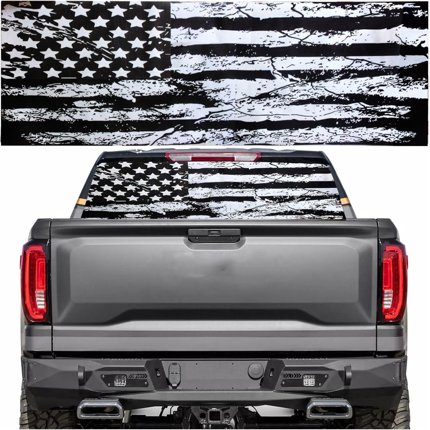Rear Window Decals for Trucks – 65×22 in Back Window American Flag Decals Fit…