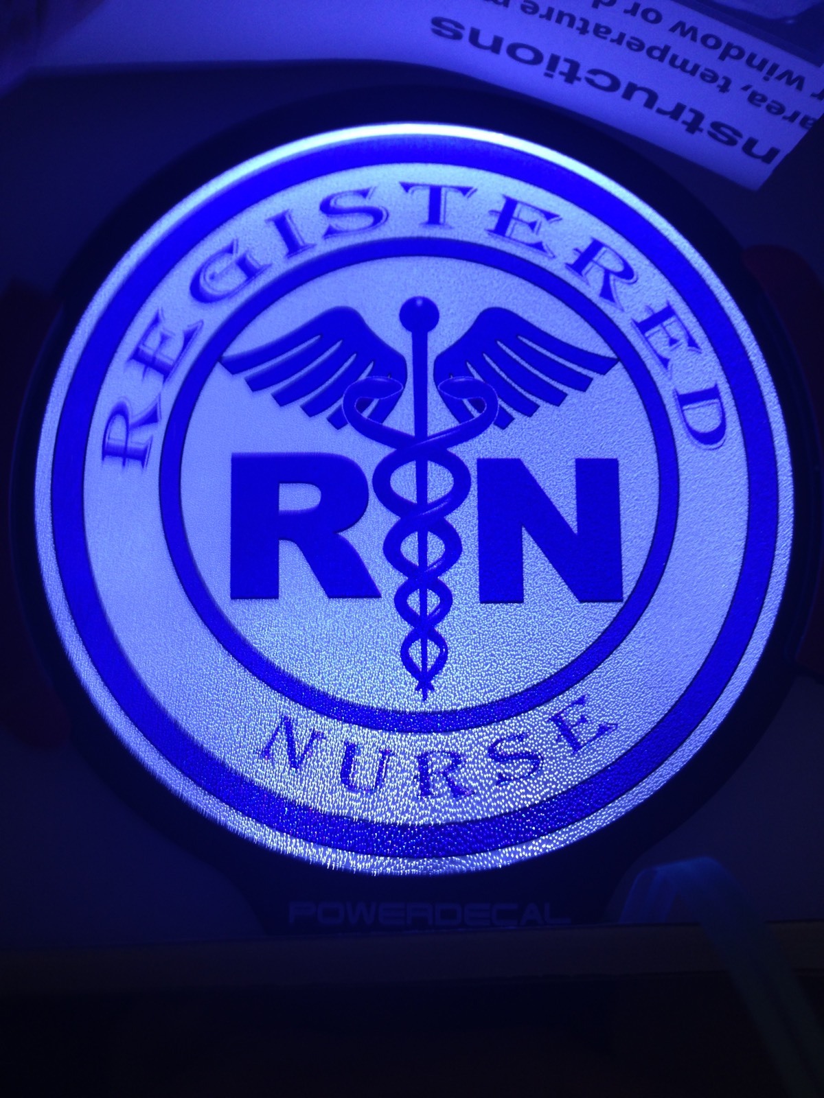 Registered Nurse Light Up Decal Powerdecal Backlit LED Motion Sensing Auto Decal