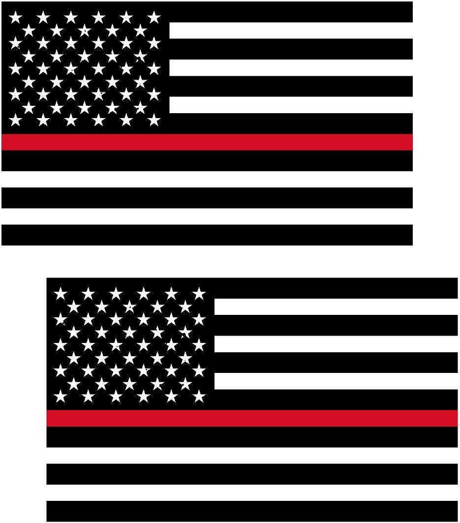 2 – 3″ Thin RED Line American BLACK WHITE Flag Decal USA Firefighter Sticker R