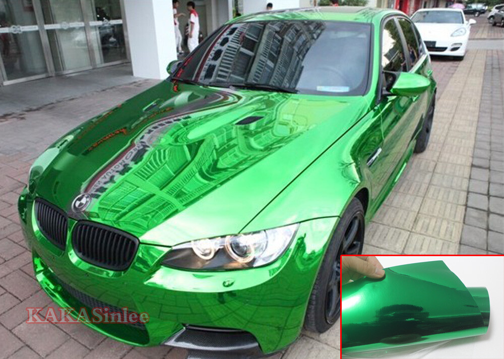 50FT Green Stretchable Entire Car Mirror Chrome Vinyl Wrap Sticker Air Free AX
