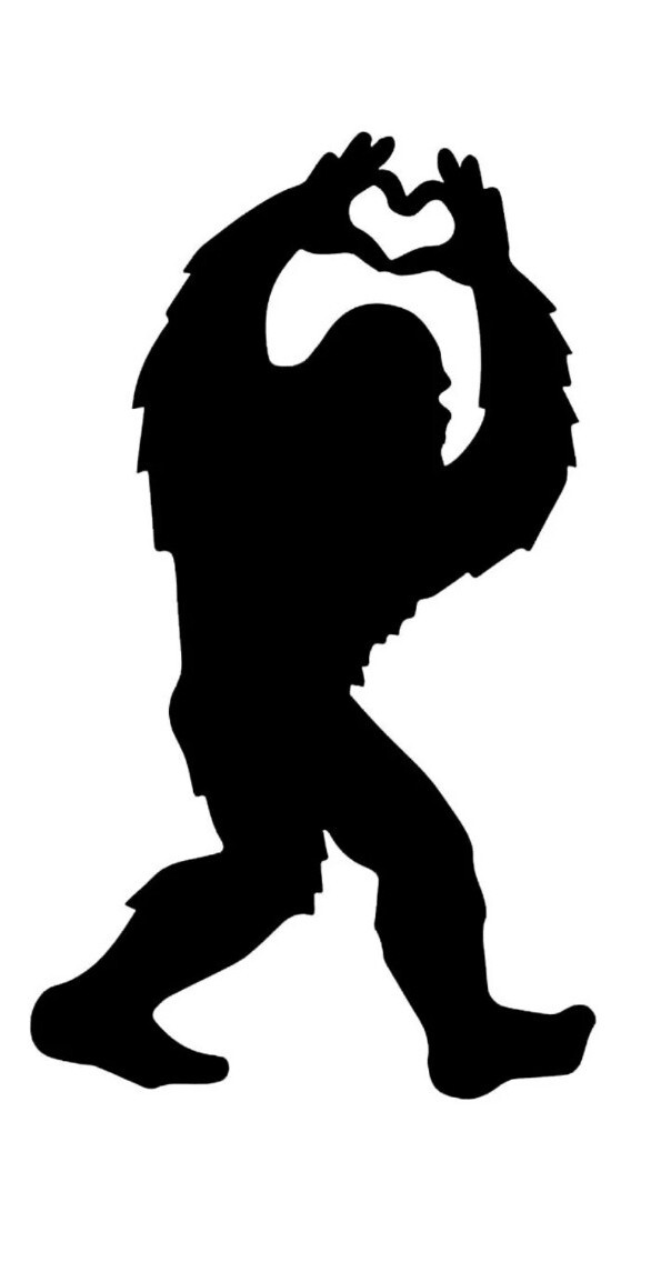 Bigfoot Heart Sasquatch Funny Vinyl Decal Sticker you choose size and color