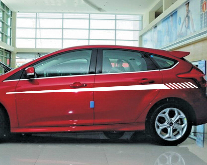 Car Decals Racing stripes Flags 106” for Focus Vinyl Upper Door Stickers CB183