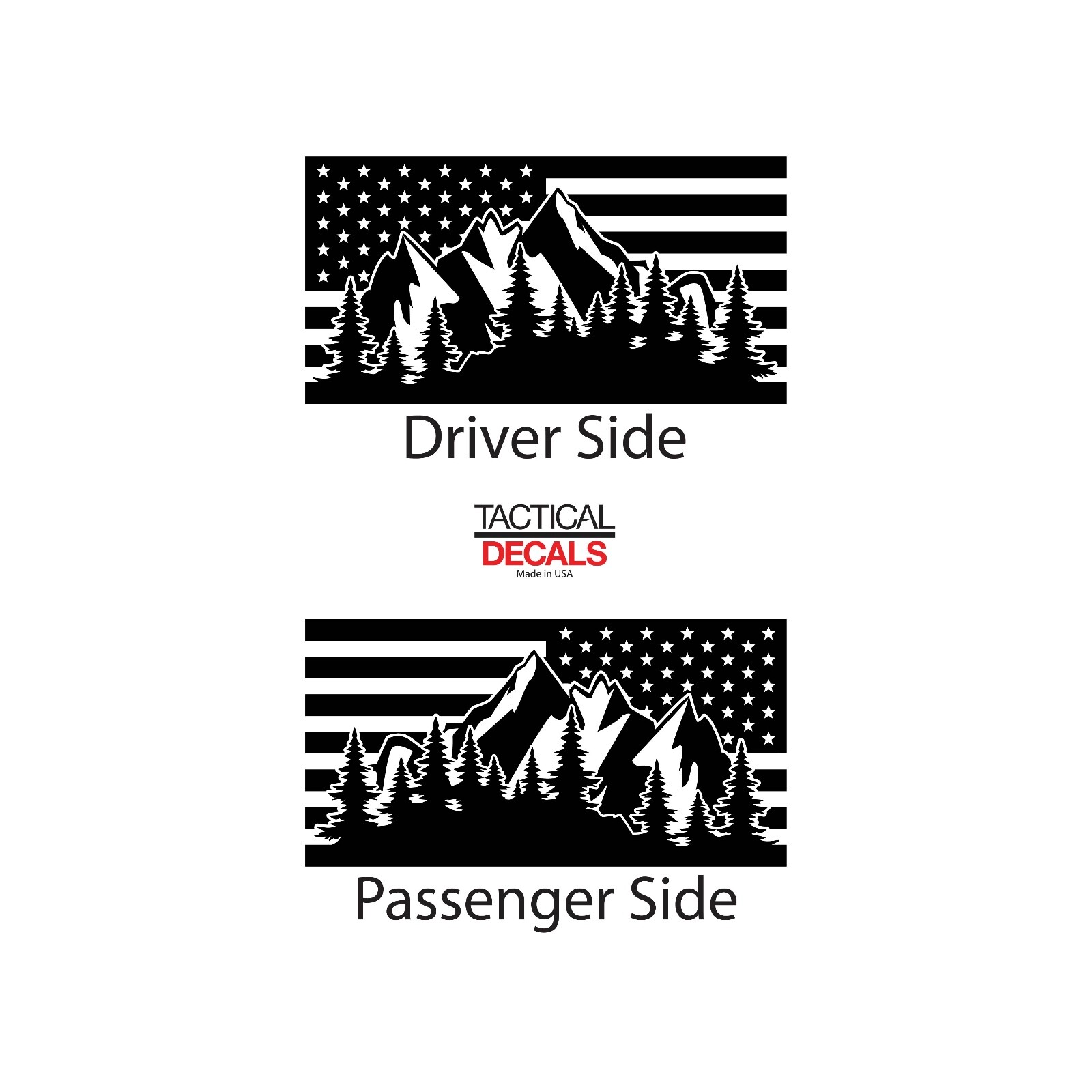 USA Flag w/Mountains Decals for GMC Yukon 3rd window 2015-2020 – QR2-GY1