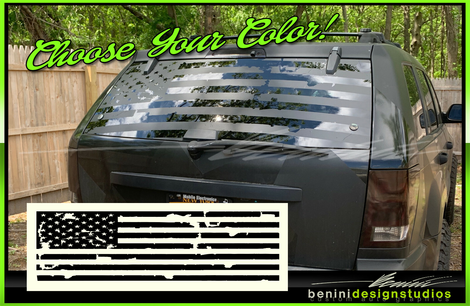 AMERICAN FLAG SUV Back Window Decal UNIVERSAL Fit Escalade Suburban Tahoe Blazer