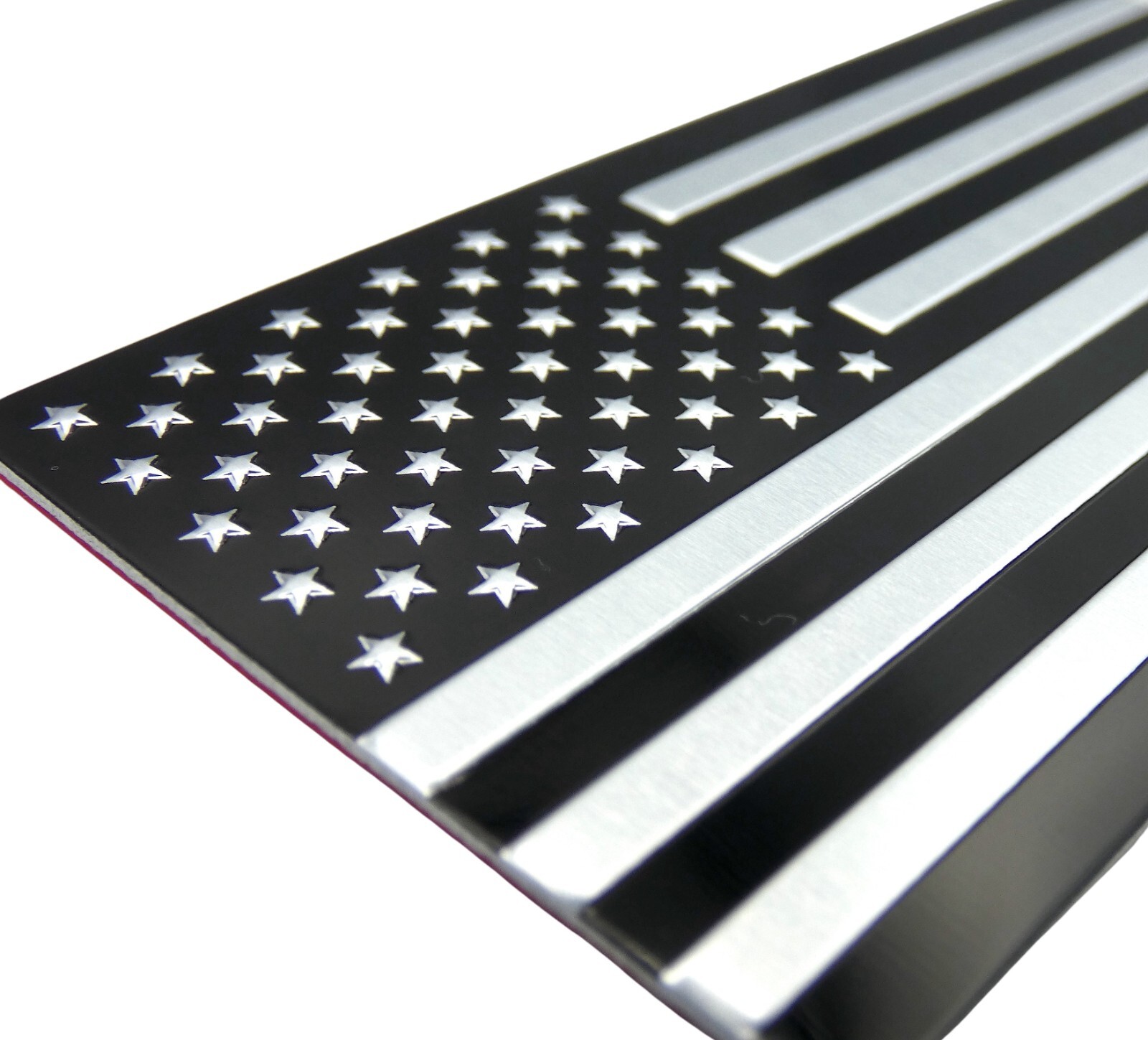 ALUMINUM American Flag Decal Sticker Car, Motorcycle, Patriotic Black/Silver