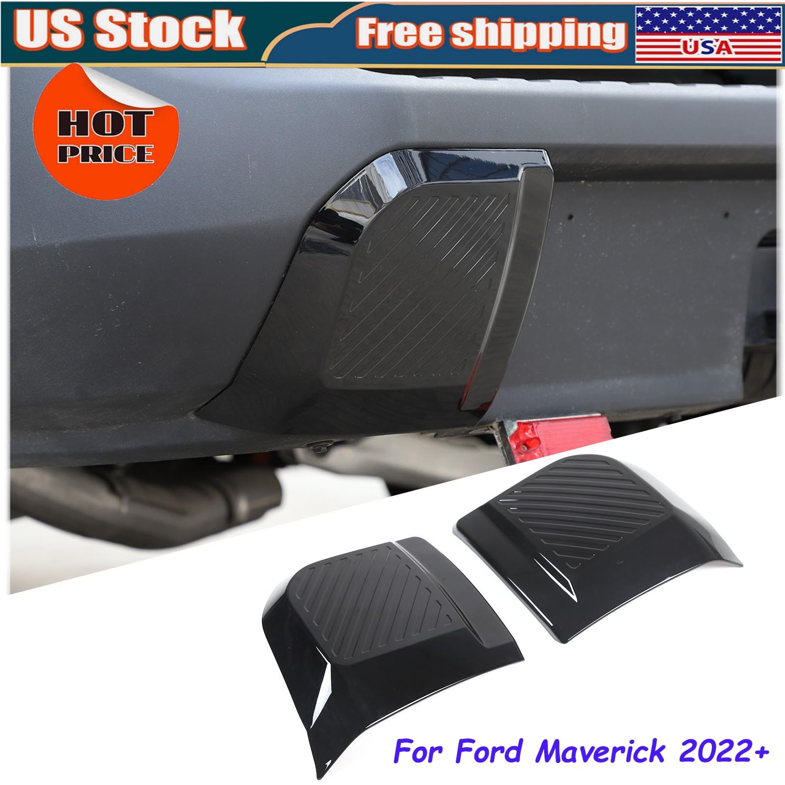 Car Rear Bumper Side Impact Trim Cover Piano ABS Black For Ford Maverick 2022+