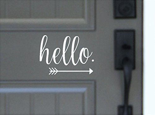 Hello Love Heart Arrow Vinyl Decal 5.5 x 4″ White