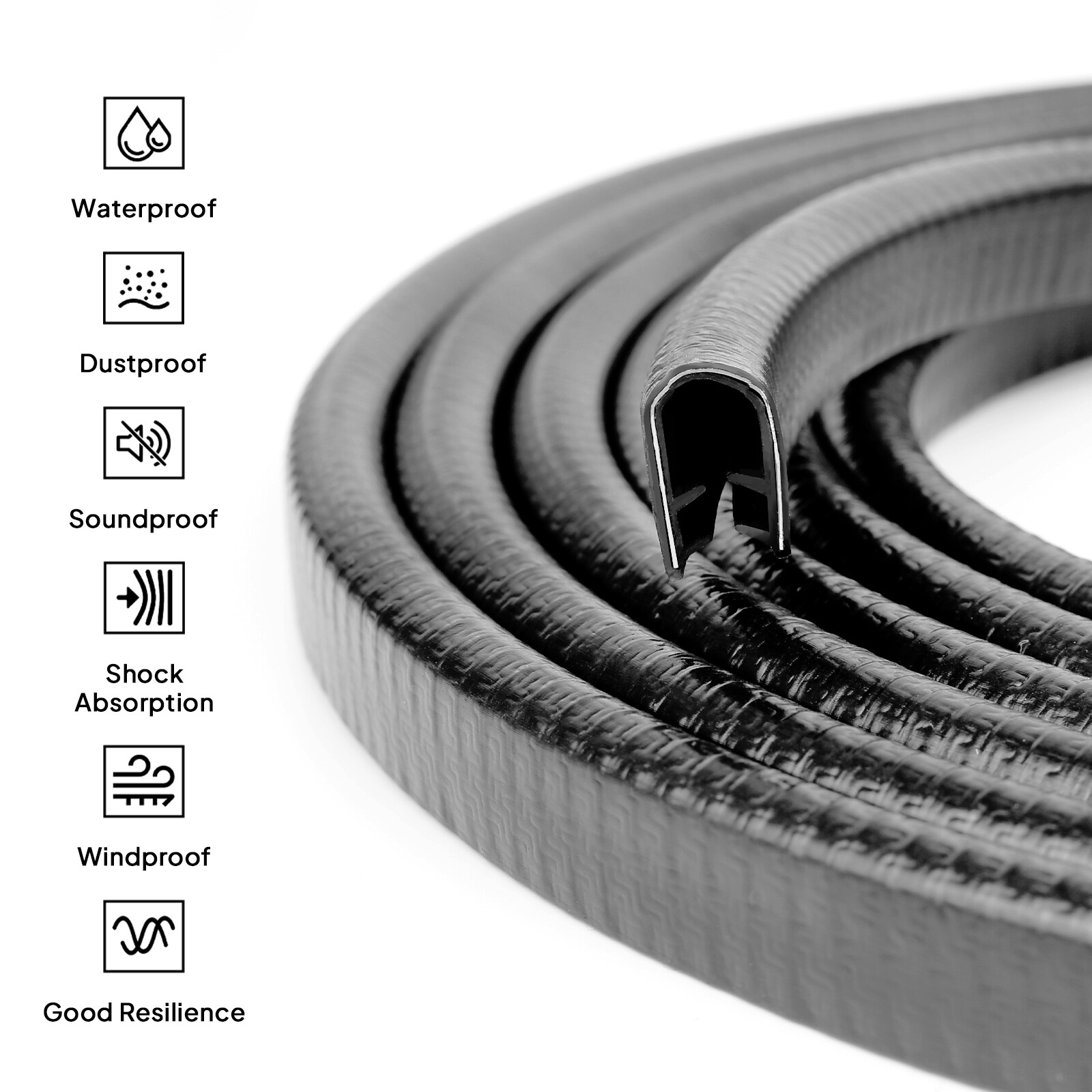 Car Door Edge Guard U Shape Edge Trim Rubber Steel Seal Anti-Collision Protector