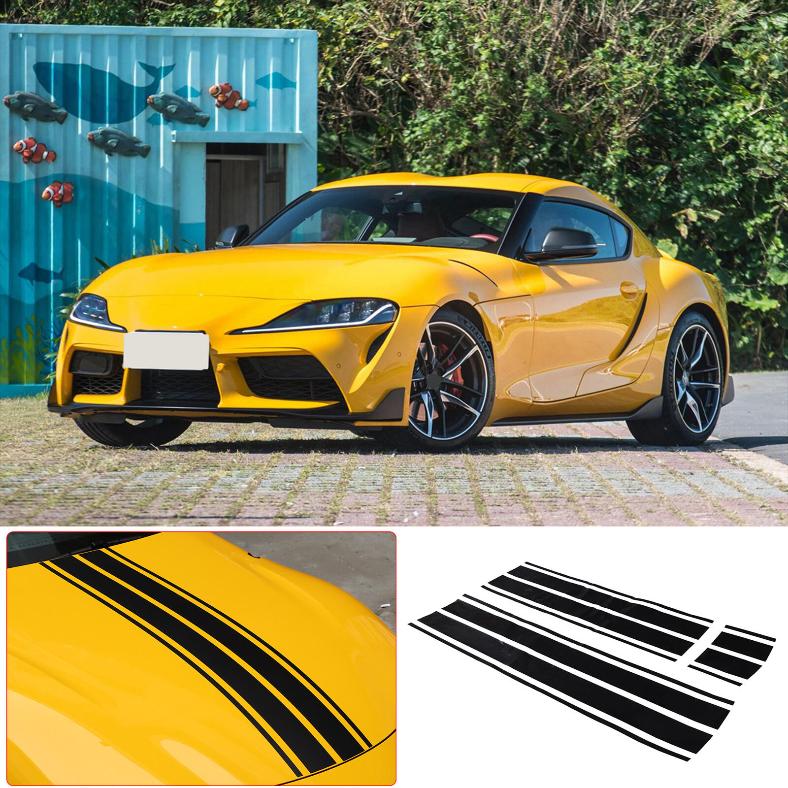 Rally Racing Stripes Hood Roof Trunk Vinyl Decal Fit For Toyota Supra 2019-2022