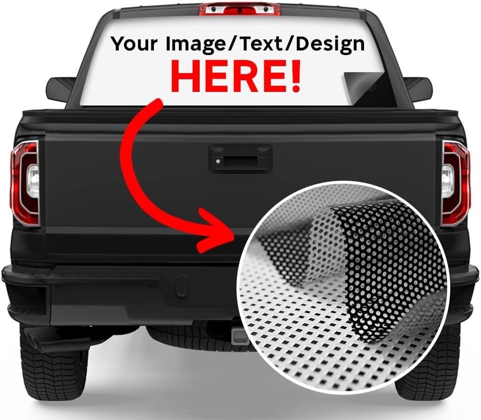 Custom SUV & Truck Window Decals – One-Way See-Through Perforated Vinyl, Wate…