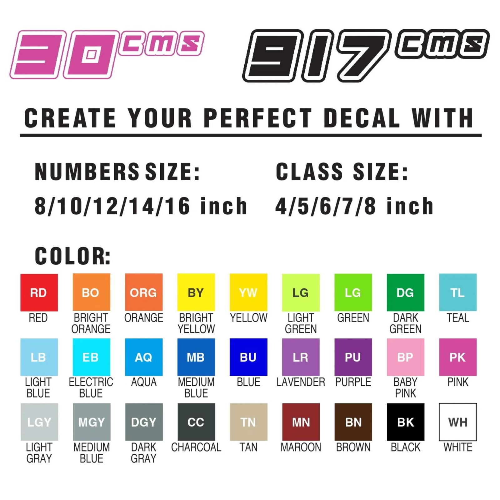 2x Custom Racing Number Class Decal Sticker Glossy White Vinyl Choose Size 8-16″