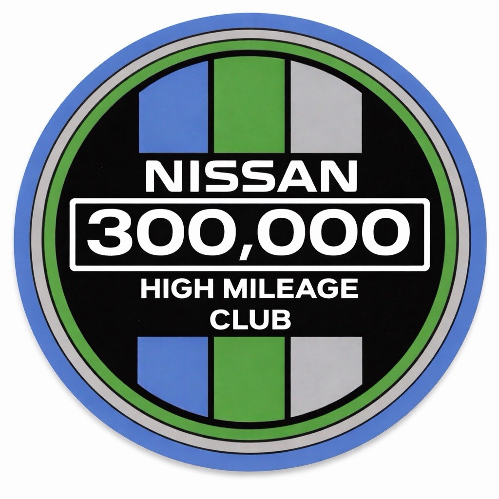 Retro Nissan High Mileage Club Vinyl Decal Sticker-Sentra, Altima, Maxima 2”