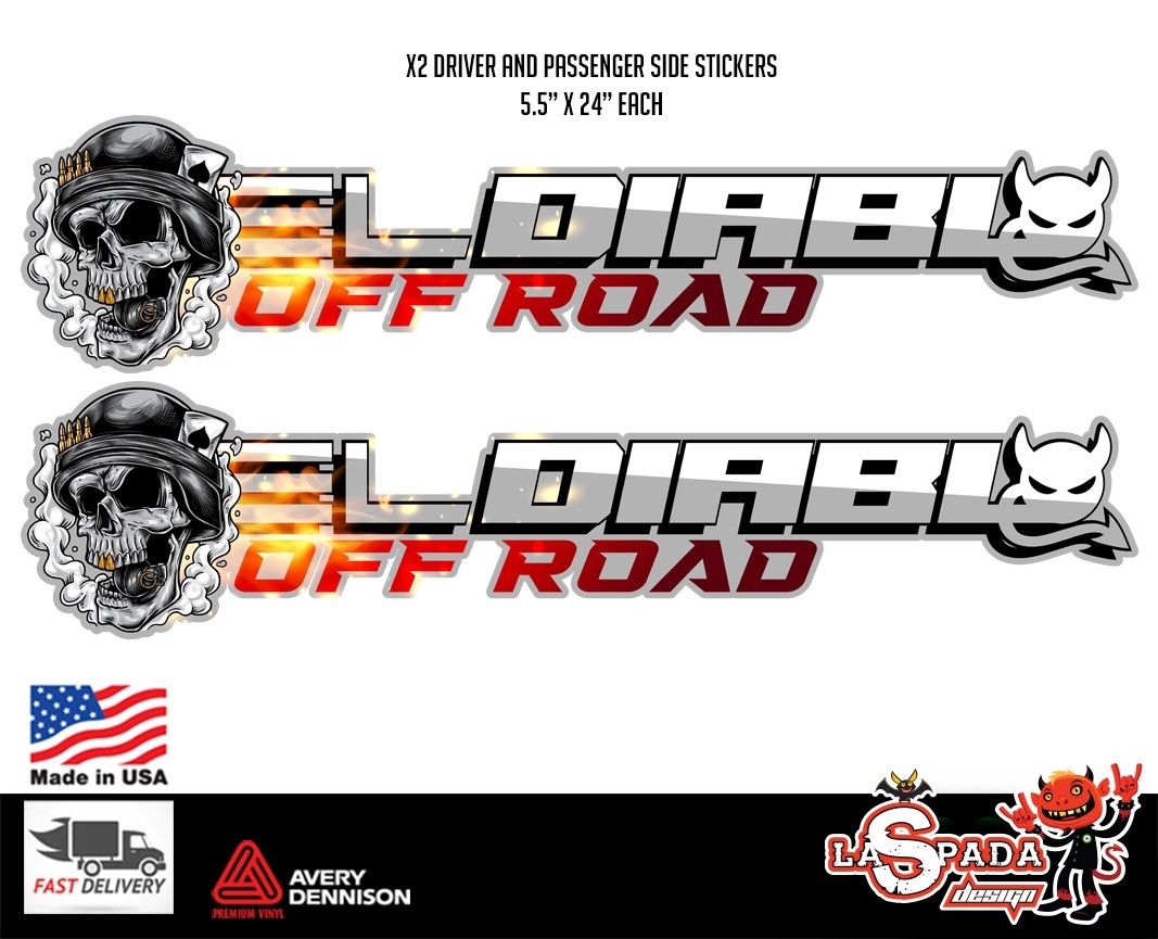 fits RAM frontier silverado sierra tundra 4×4 EL DIABLO OFF ROAD decal stickers