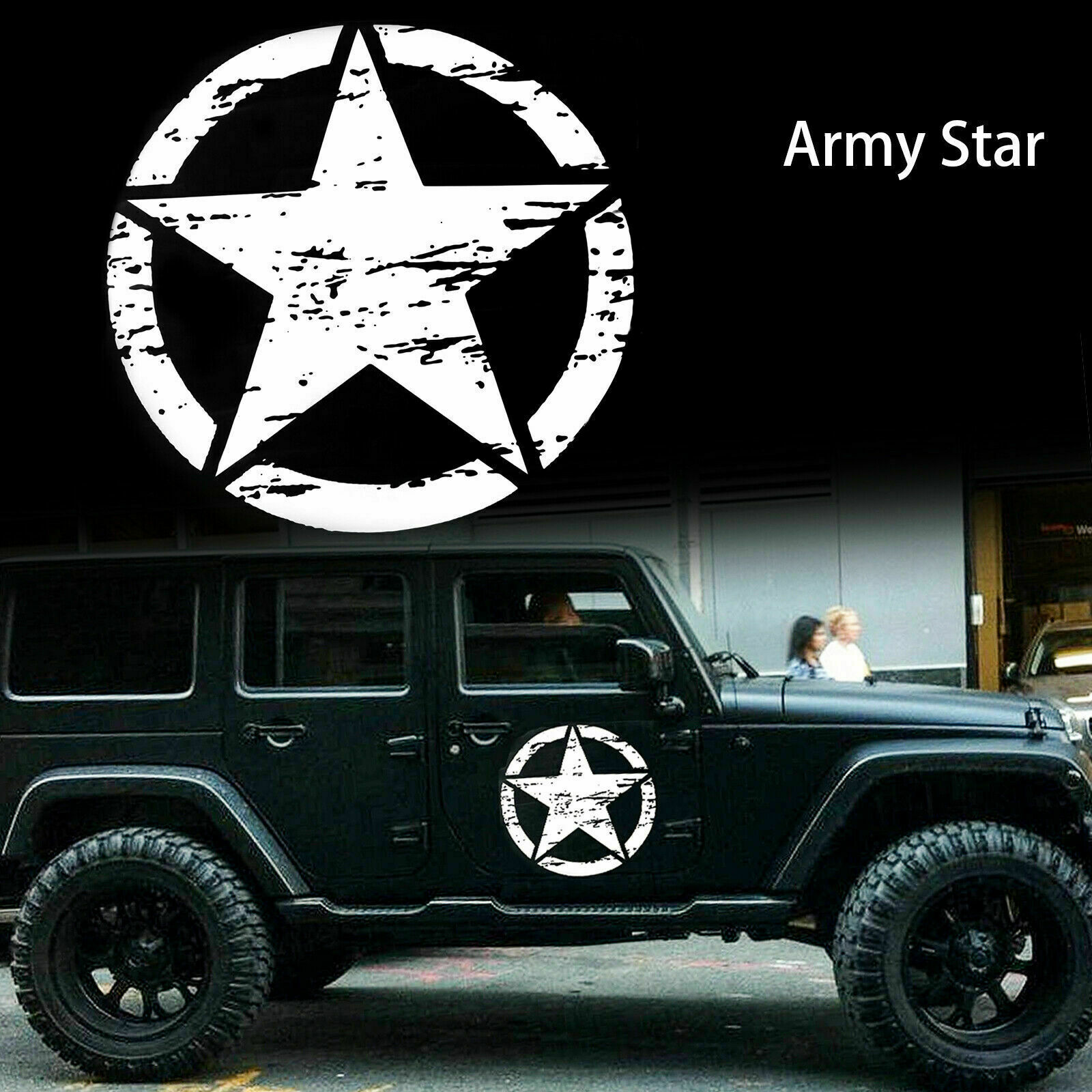 White Distressed Military Army Star Sticker Decal Car Truck SUV Hood Door