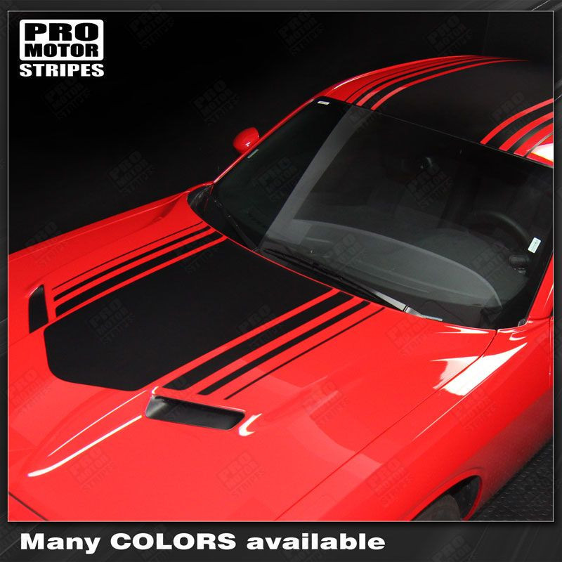 Dodge Challenger 2008-2023 Over Top Shaker Style Stripes Decals (Choose Color)