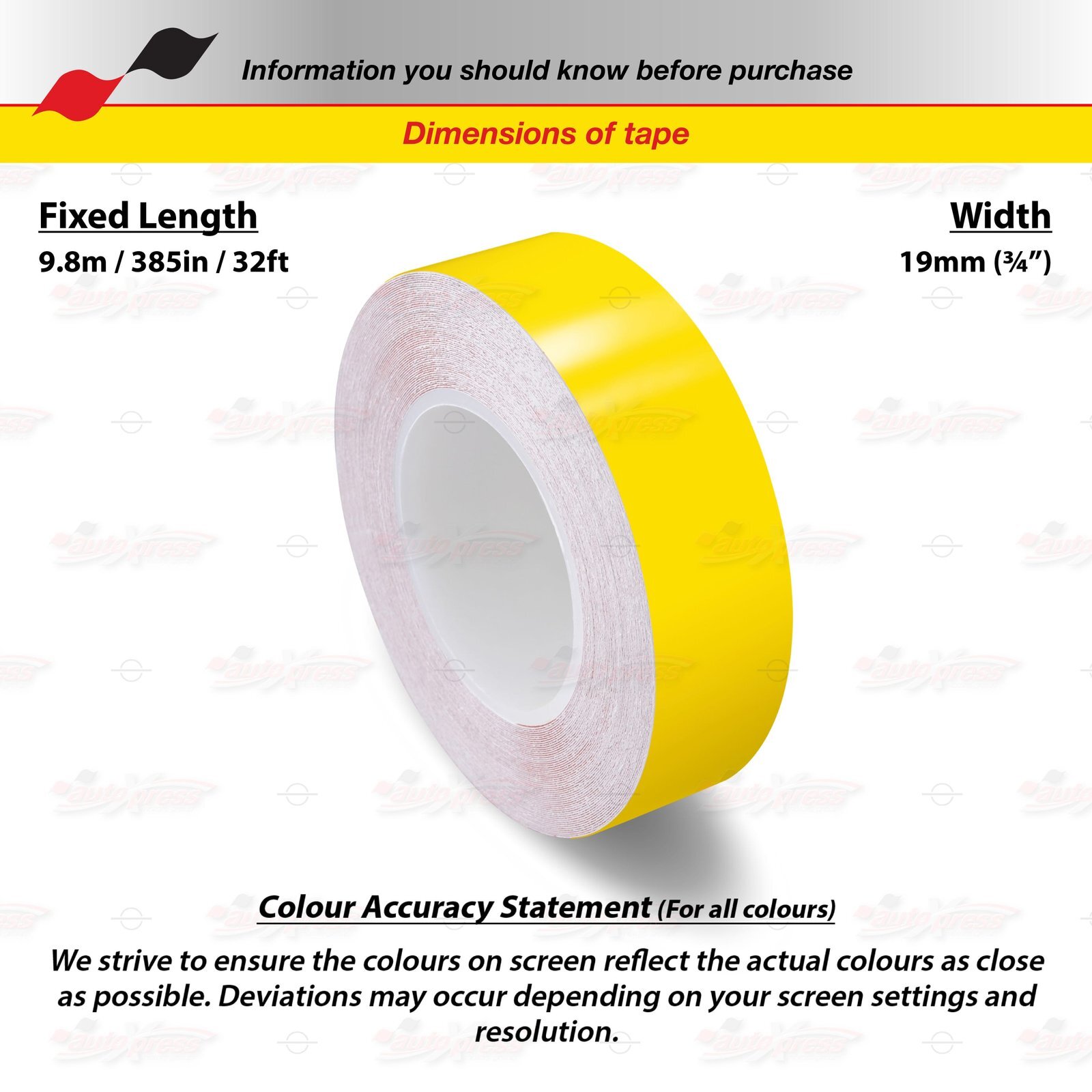 3/4″ Roll Vinyl Pinstriping Pin Stripe Solid Line Tape Decal Sticker 19mm YELLOW