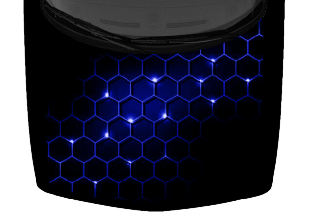 Hexagons Black Dark Blue Truck Vinyl Decal Car Graphic Hood Wrap Honeycomb USA
