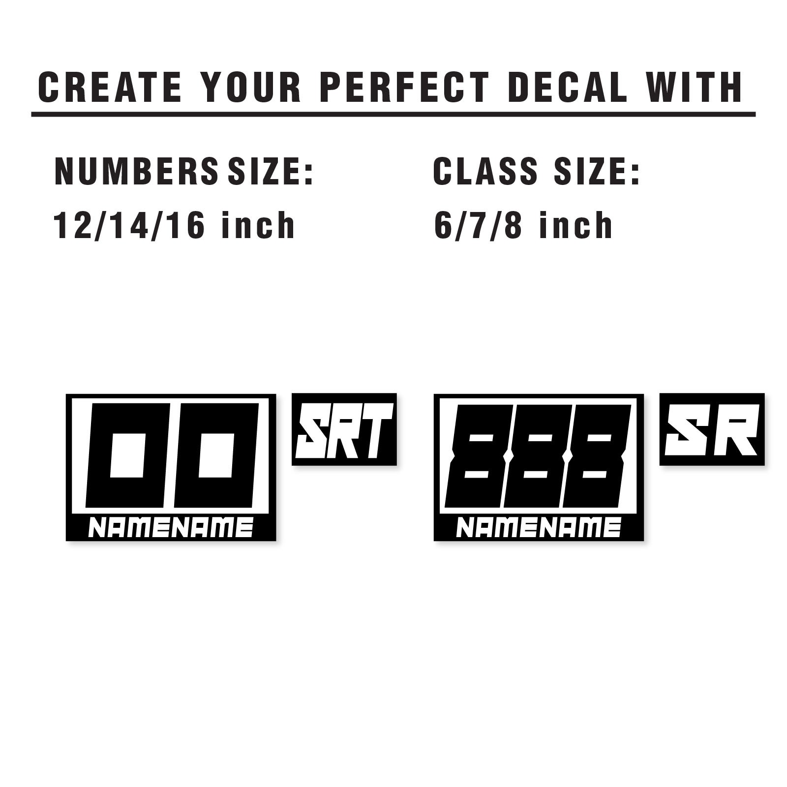 Custom Autocross Number Class Sticker Glossy x2 12″ 14″ 16″ – Style A Plate