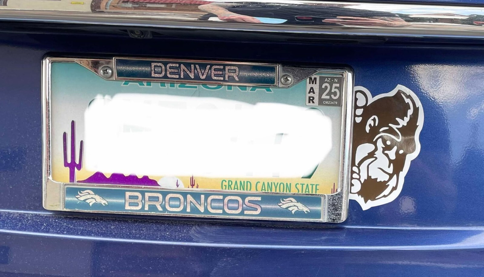Bigfoot looking around license plate Die-Cut Sticker