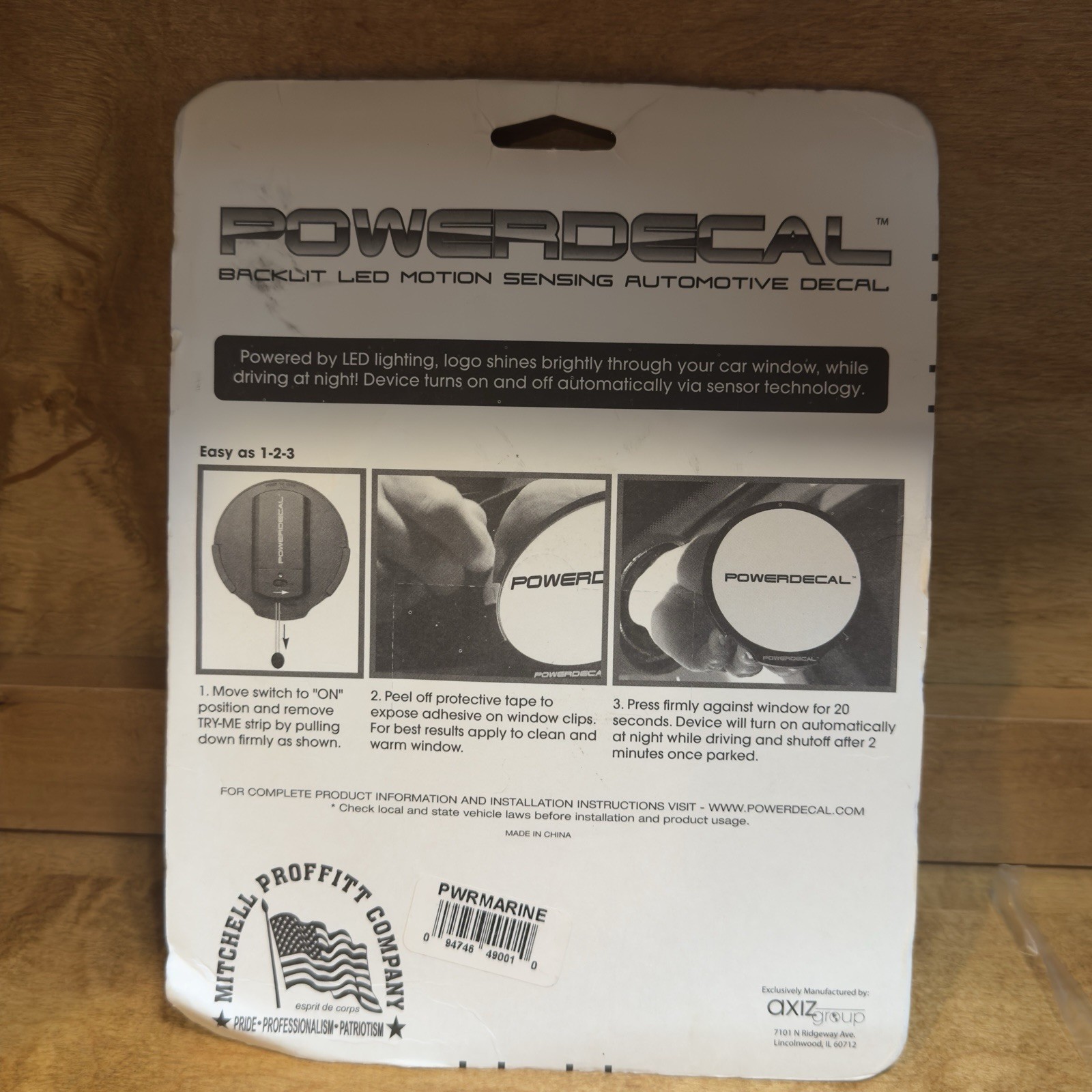 POWERDECAL USMC Marine Light Up Decal Backlit LED Motion Sensing Auto Decal NEW