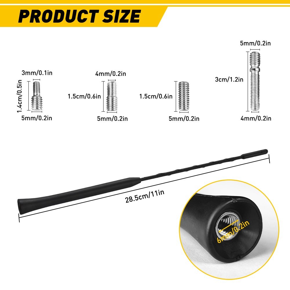 11 Black Antenna Mast Power AM/FM Carbon Fiber For Toyota 4Runner/Camry/ N
