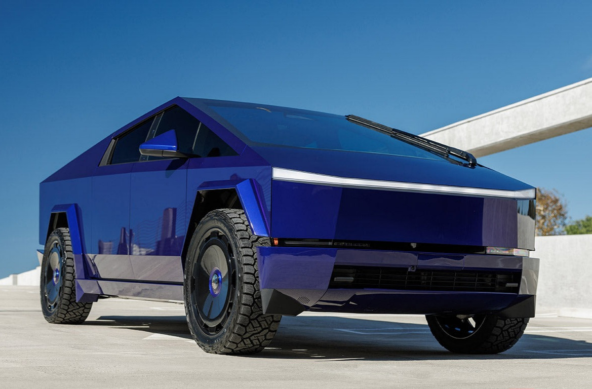 Cybertruck DIY PPF Paint Protection Film Wrap Color Change Metallic Dark Blue