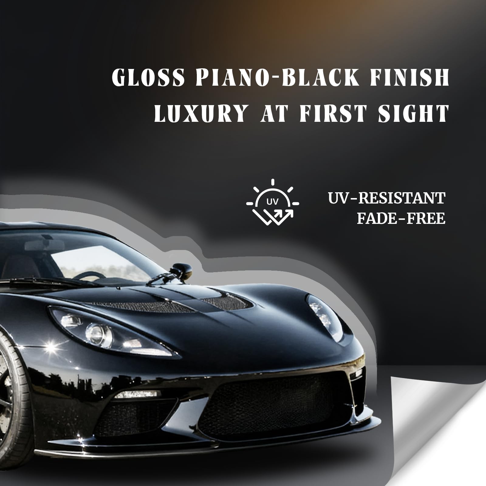 RockRose 2026 Ultra Gloss Black Vinyl Wrap for Cars 12 IN x 5FT,