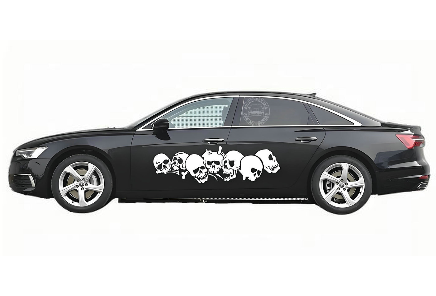 2 PCS Graphics Skull Head Vinyl Sticker Universal Car Models Side Door Decals