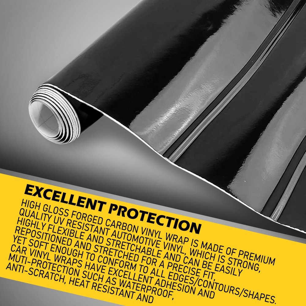 Black High Gloss Glossy Vinyl Film Wrap Sticker DIY Bubble Free Air Release
