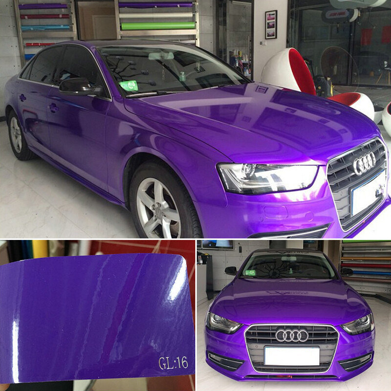 High Gloss Glossy Purple Vinyl Film Wrap Sticker Decal DIY Bubble Free Release