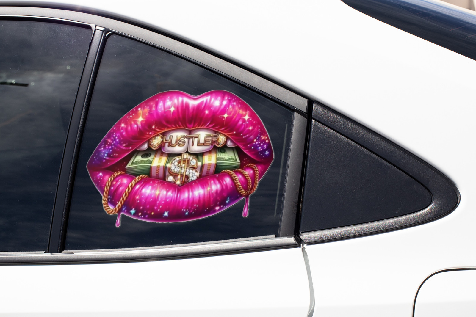 Sexy HUSTLER Lips Car Window Vinyl Decal MONEY Graphic Laptop Bumper Sticker