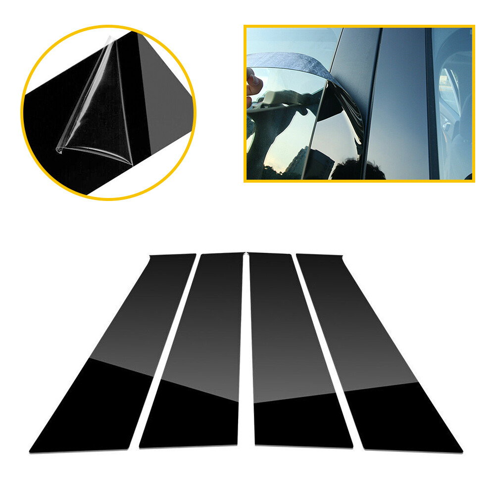 Door Piano Black Pillar Posts for Dodge Ram 09-18 Crew/Quad/Extended EXT Tr Y