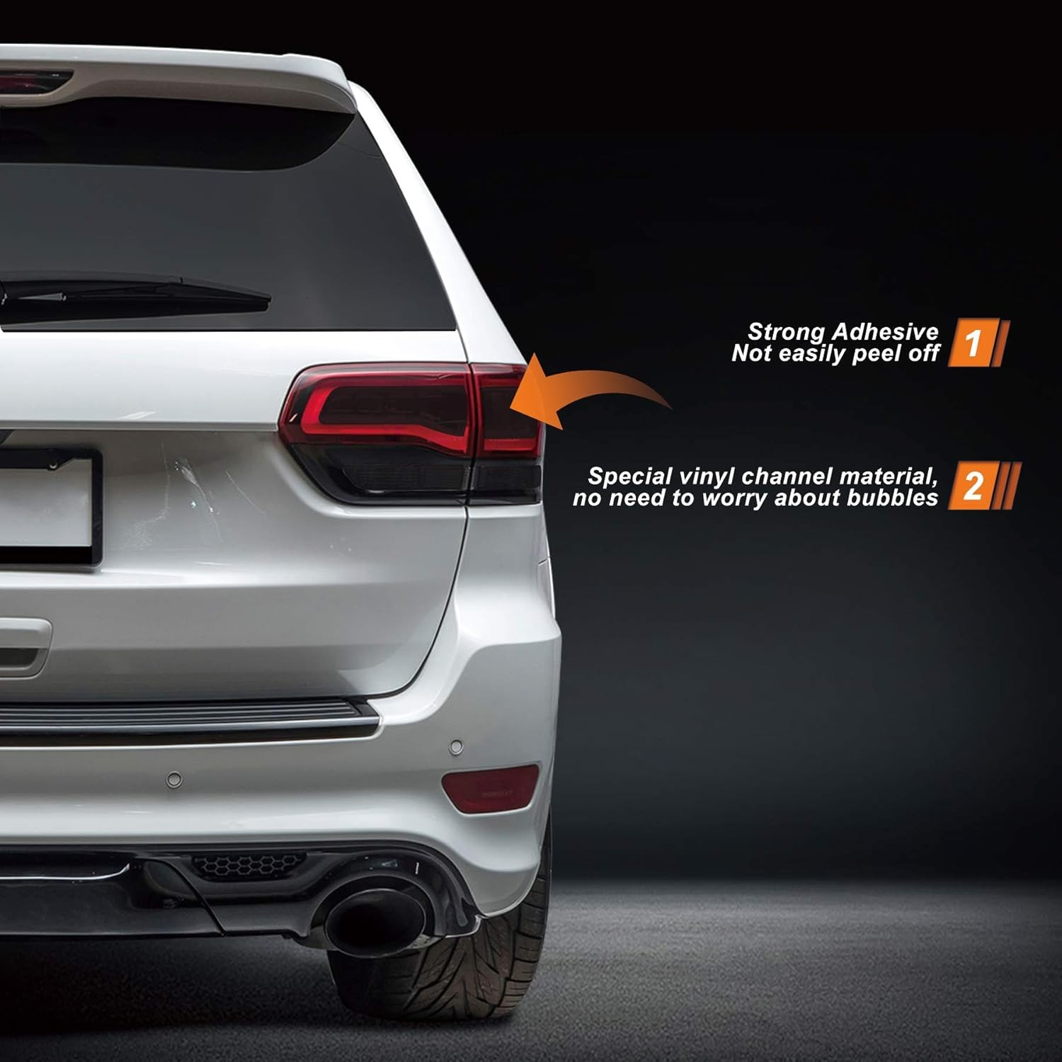 For 2014-2021 Jeep Grand Cherokee Smoked Taillight Vinyl Tint Film Overlay Decal