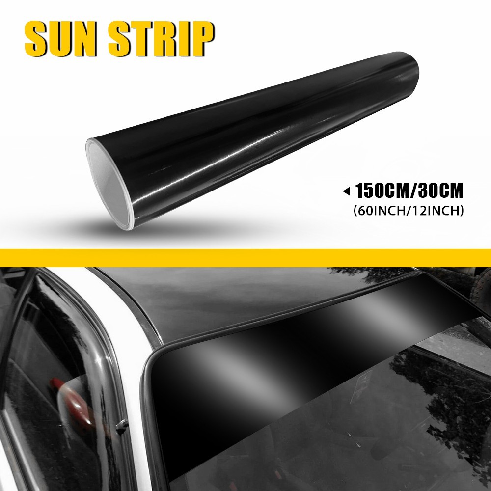 60″x12″ Black Window Visor Sun Strip Vinyl Sticker DIY For Car Front Windshield
