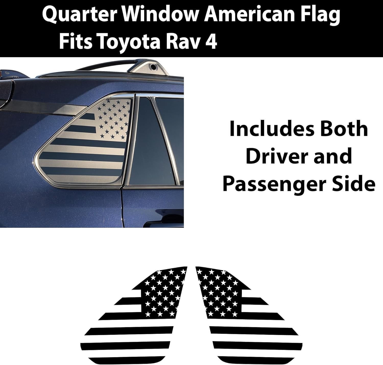 USA Flag Window Vinyl Decals For Toyota Rav4 2019-2025 Rear Quarter Glass Decor