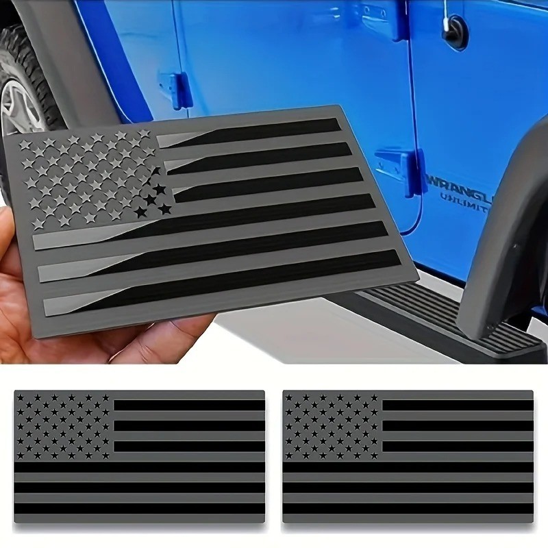 2Pcs Car Truck Metal USA Flag Sticker American Decal Body Emblem Accessories