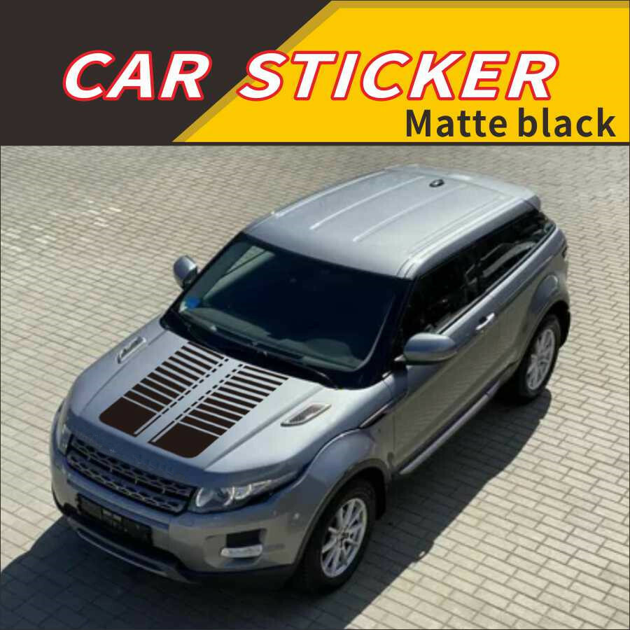 95cm Car Hood Bonnet Sticker Matte Black Racing Stripe Vinyl Decor Decal 2Pcs